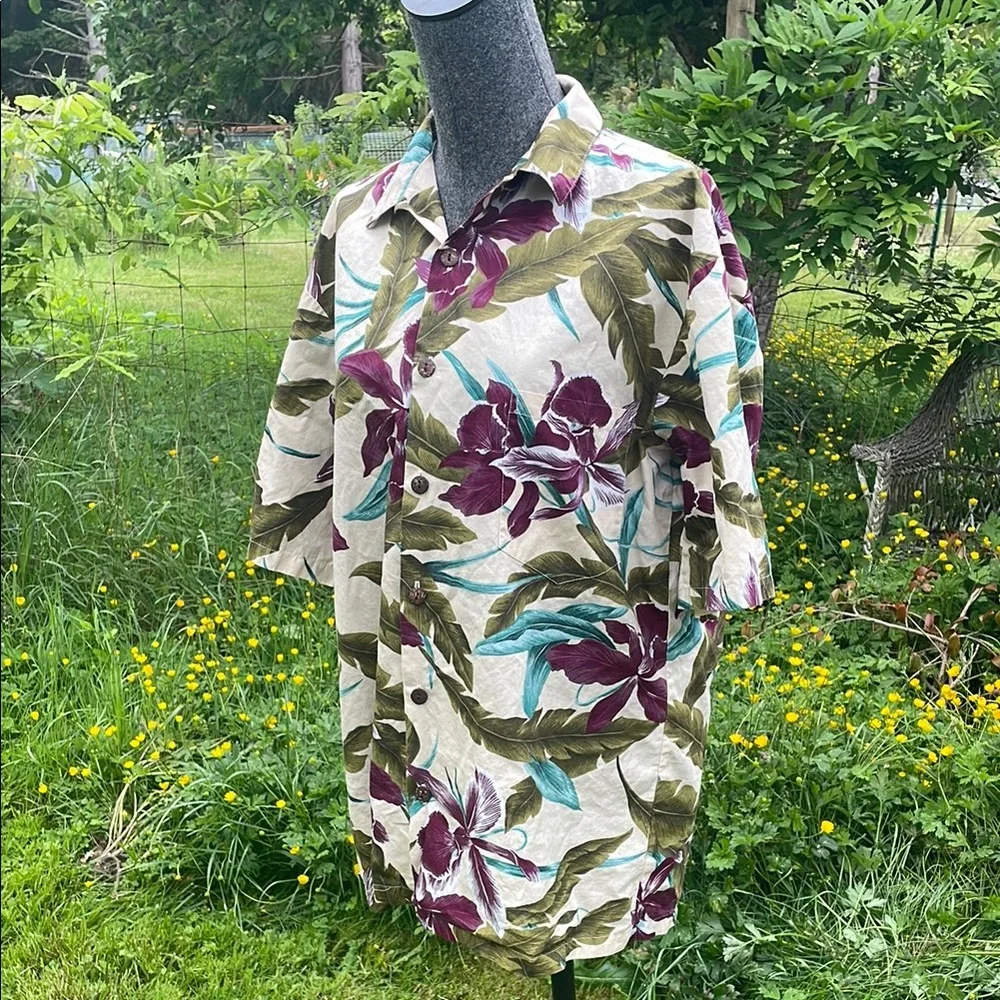 Tropical Floral Orchid Button-Up Shirt - Picture 7 of 14